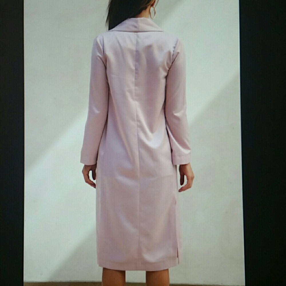 Pink satin long blazer coat - Picture 4 of 8
